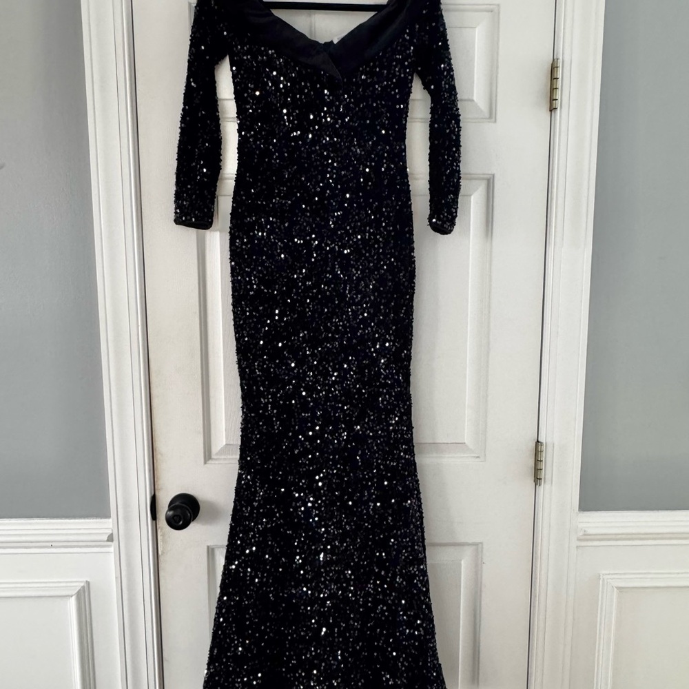 Elegant Black Sequin Evening Gown